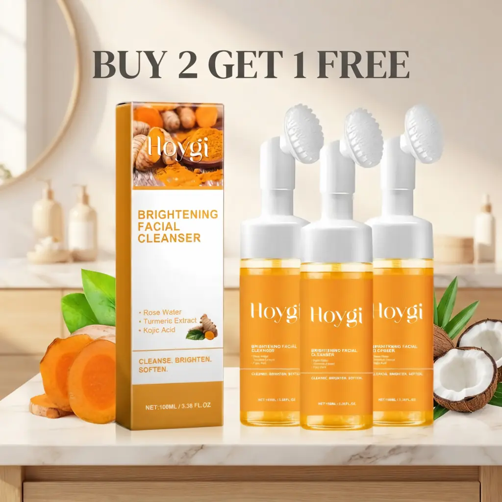 Hoygi Turmeric Brightening Foaming Facial Cleanser Buy 2 Get 1 Free, Gentle Exfoliating Oil Control Face Wash, Deep Cleansing Skin Care for Men & Women to Fade Dull Complexion
