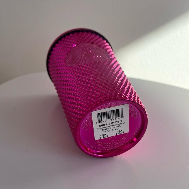 Starbucks New Sangria Pink Holiday USA Bling Studded Grande 16oz Tumbler