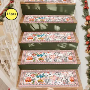 Non-Slip Stair Carpet, Step Protection Carpet, Decorative Bordered Stair Mat for Home Decoration & Bedroom Accessories - Suitable for Indoor, Outdoor Stairs & Multiple Scenarios