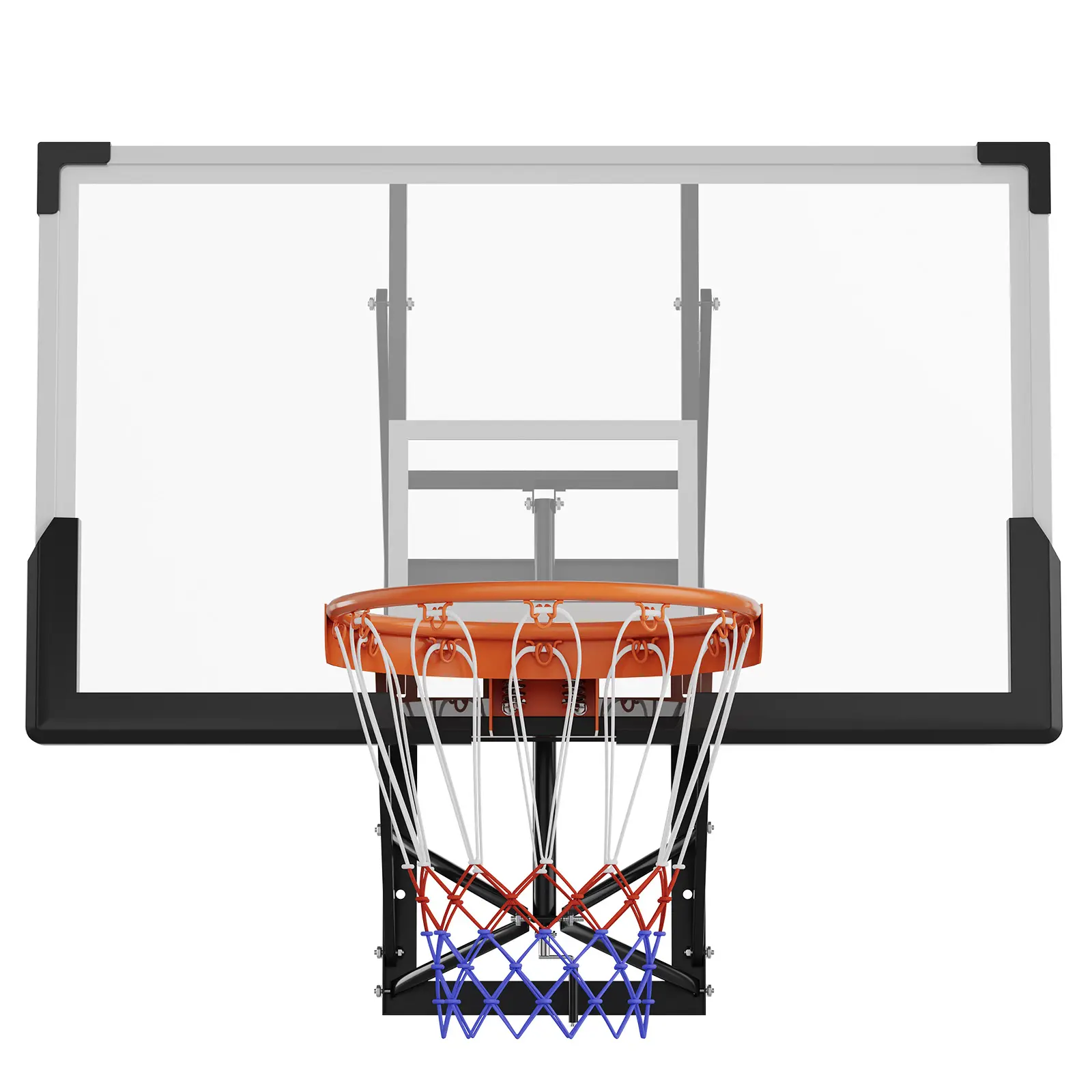 54 Inch Wall Mounted Basketball Hoop, 8-10 FT Adjustable Height Basketball Goal with Shatterproof PC Backboard & 18 Inch Rim, Indoor Outdoor Training Hoop for Home Backyard Gym