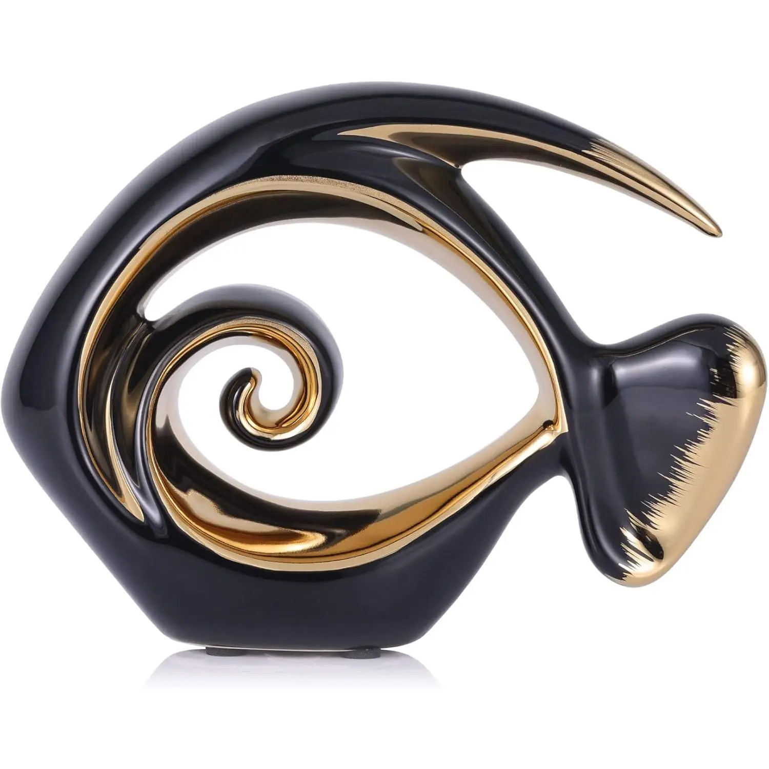 Black  Ceramic Fish Figurines - Coastal  Decor, Modern  Centerpieces for Living Room, Dining Area, Bathroom, Office, Coffee Table, Beach House, Nautical, Seaside, Entrance, Shelf Display