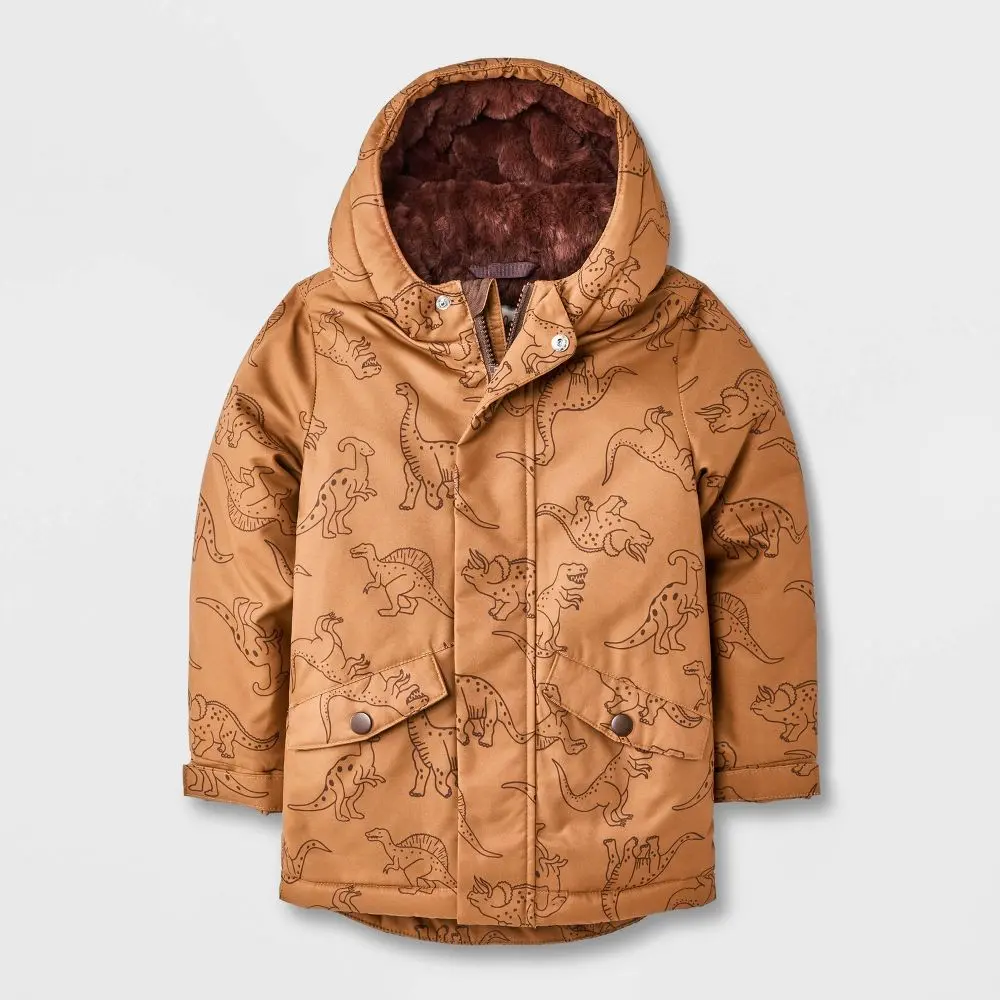Toddler Boys' Dino Printed Hooded Parka Jacket - Cat & Jack Toddler Boys' Dino Printed Hooded Parka Jacket - Cat & Jack