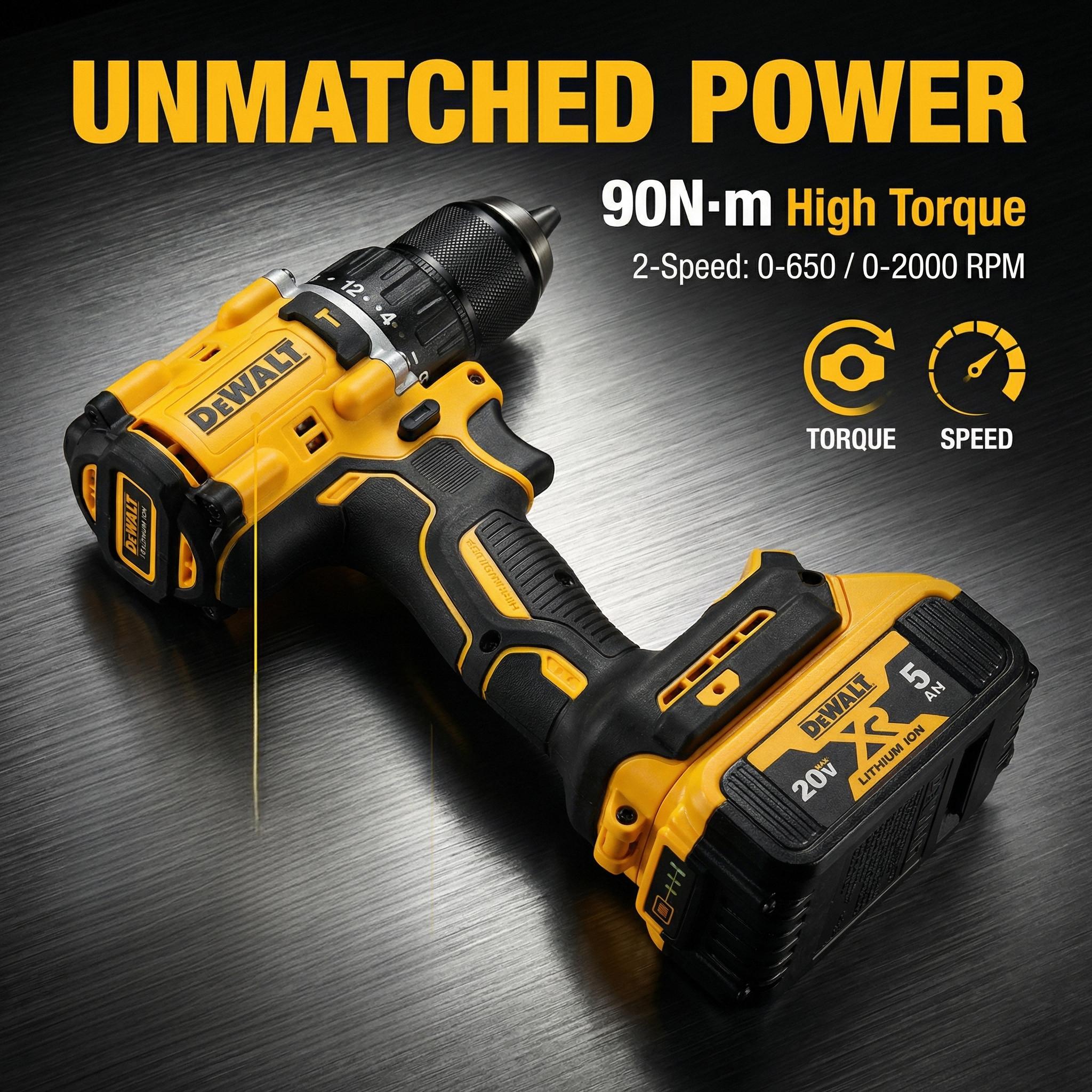 Dewalt DCF805 Cordless Impact Driver – 0-2000 RPM, Two-Speed Transmission, 1/2" Chuck – Built for Assembly Work & Tight Spaces with 20V Lithium-Ion Battery