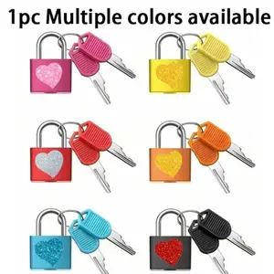 Colorful Heart-Shaped Plastic Suitcase Lock, Security Lock, Zinc Alloy Mini Padlock With Key, Suitable For Luggage, Storage Cabinets, Gyms, Classrooms, Travel Backpacks
