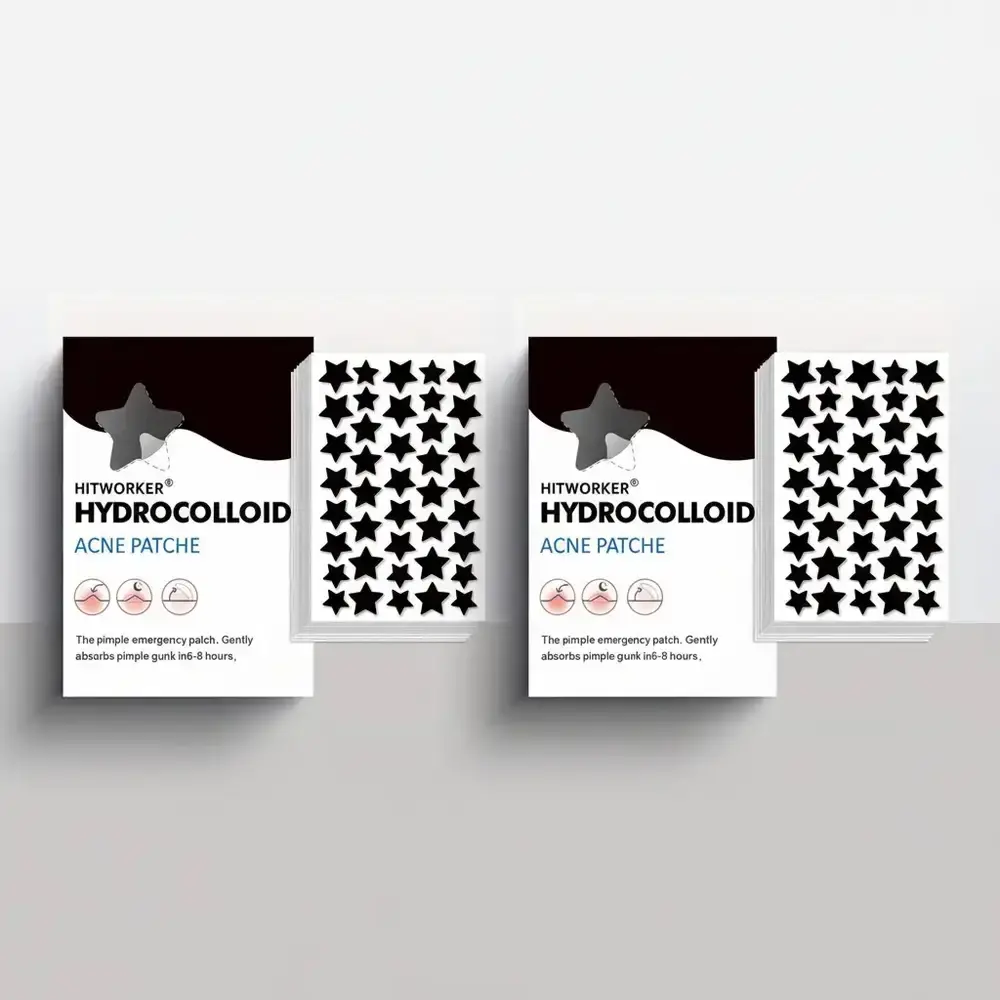 Star Shaped Hydrocolloid Acne Patch Bundle, 2 Packs Including 400pcs/pack Black and 400pcs/pack Yellow, Skin Care Pimple Cover Patches for Women and Men