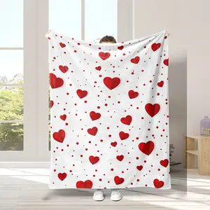 [Warm Love Heart Throw Blanket] 280GSM Ultra Soft Flannel Throw Cozy Love Heart Digital Print Warm for Couch Bed Office Travel All-Season Comfort Perfect Sweet Valentine’s Day Gift Cute Romantic Home Decor Accessory
