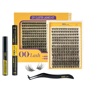 OQ Lash 16K-D Curl DIY Eyelash Extension Kit Waterproof and Long lasting Makeup For Girl Bond and Seal Eyelash Glue and Lash Remover Beginner Friendly Individual Lashes