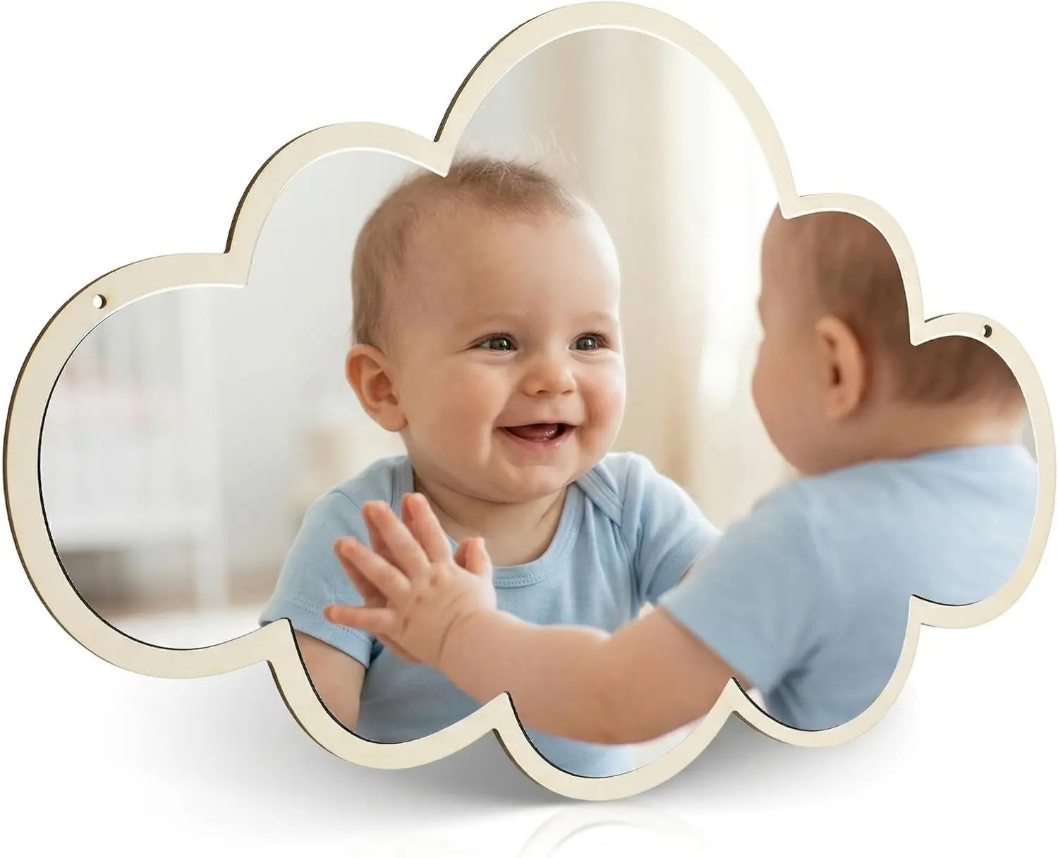 Cloud Mirror Acrylic Nursery Wall Hanging Mirrors Shatterproof Safety Mirror for Kids Baby Toddler Bedroom Playroom Bathroom Kindergarten DIY Decoration
