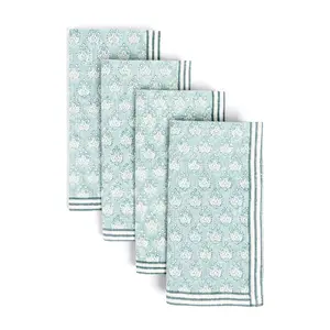 over&back Hand-Blocked Printed Cotton Cloth Napkins, Set of 4