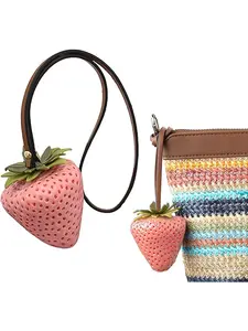 Cute Strawberry Bag Charms, Fashionable Purse Accessories Charm, Elegant Car Ornament, Backpack Charms, Mobile Phone Case Pendant, Purse Pendant, Fruit Keychain, DIY Decoration, Lightweight Versatile Strawberry-Themed Ornaments
