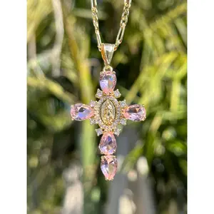 Pink Virgen Mary Cross