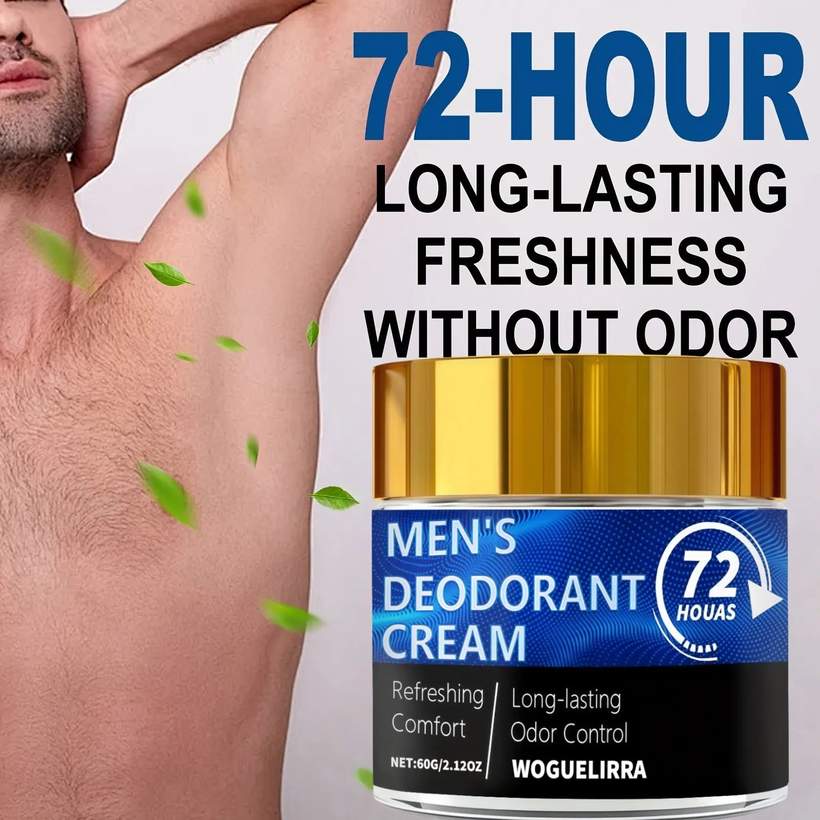 Men's Deodorant Cream, Long-Lasting Freshness, Odor Control, Body Care & Underarm Use, Pheromone Scent, Scented, Moisturizing, Portable, 72-Hour Protection
