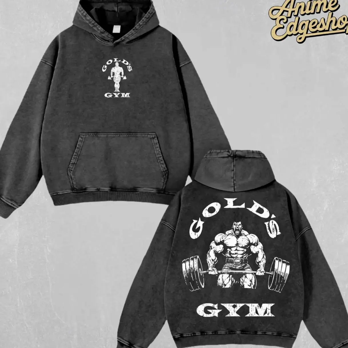 Old Iron Gym Club Acid Hoodie | Vintage Bodybuilder Pump Pullover, Techwear Streetwear Oversize, Vintage Fade Effect, Perfect for Gifts to Anime & Gaming Fans M
