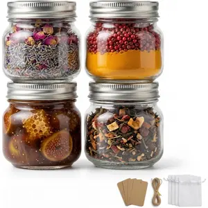 8 oz Mason Jars with Airtight Silver Lids - 4 Pack Small Glass Jars - Thickened Wide Mouth Canning Jars for Spell Jars, Candle Making, Premium Spices & Bathroom Vanity Decor tiktokshopspringglowup