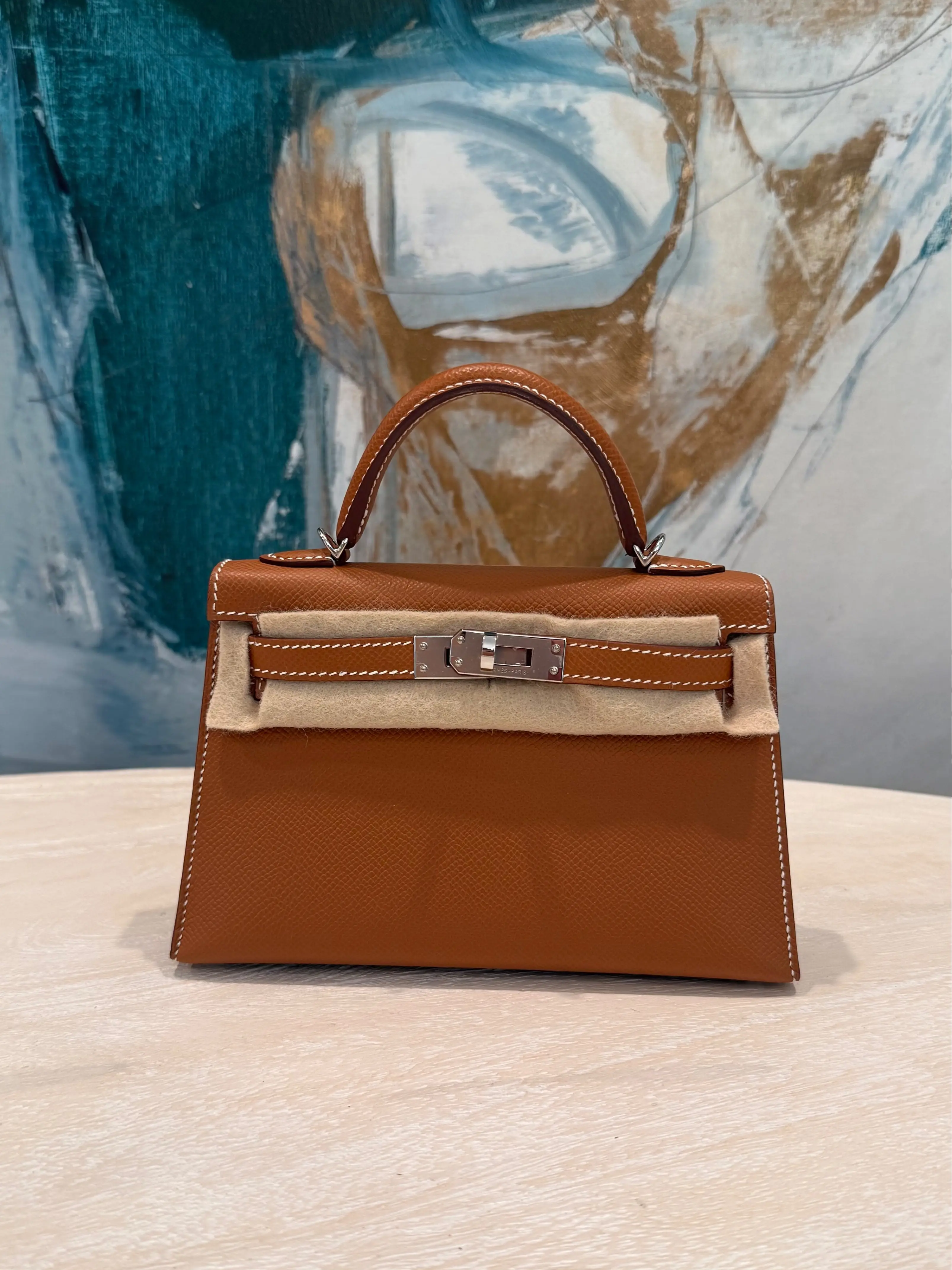Pre-owned HERMÈS Epsom Lesther Mini Bags Hermes Mini Kelly ll Bag Gold Color Epsom Leather