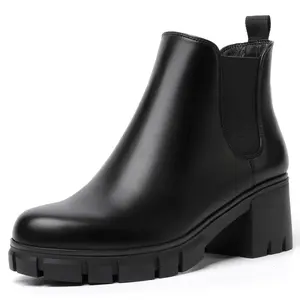 Women's Chelsea Boots Lug Sole Chunky Heel Slip on Ankle Booties