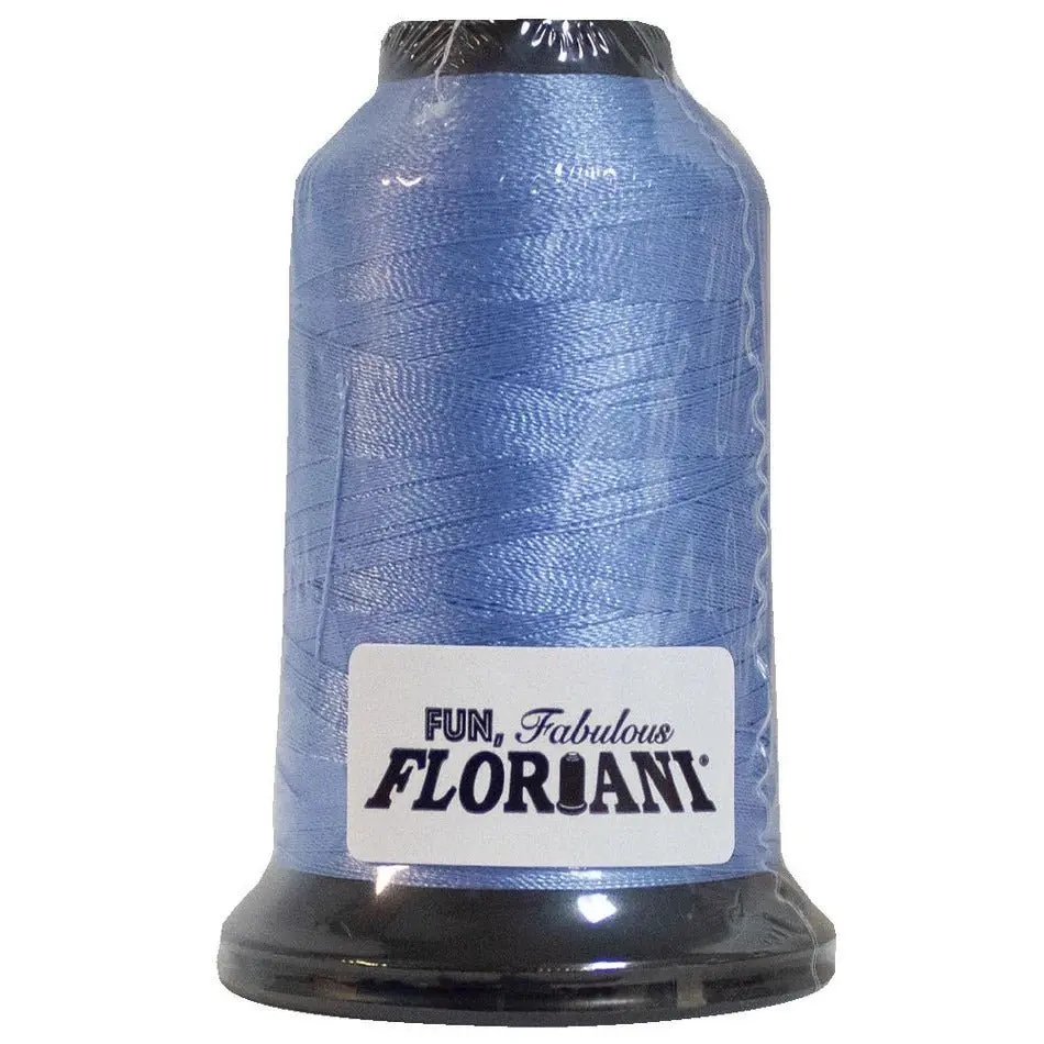 Floriani 40 wt Polyester Embroidery Thread - PF3763 Baby Blue, 1000M/1100Yds, Dependable Stitch Quality - Ideal for Uniforms, Classic Monograms, Cool-Toned Florals, Clean Finish