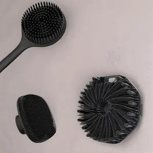 3-Piece Silicone Bath Brush Set, Back Brush Body Brush Face Brush Combo, Exfoliating Foaming Body Brush Body Back Scrubber for Home Bathroom Hotel Travel