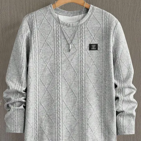 Men's Long Sleeve Casual Knit T-shirt, Soft Comfortable Fabric, Perfect for Daily Wear, Stylish Design, Ideal for Men, Menswear