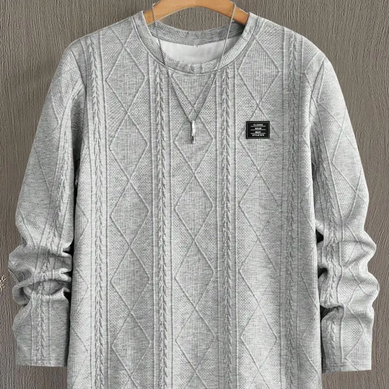 Men's Long Sleeve Casual Knit T-shirt, Soft Comfortable Fabric, Perfect for Daily Wear, Stylish Design, Ideal for Men, Menswear