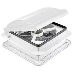 Hike Crew 14” RV Roof Vent Fan w/ LED Light | 12V 6-Speed Intake & Exhaust Camper Fan | Manual Open/Close | Includes Screws & Garnish | White Lid