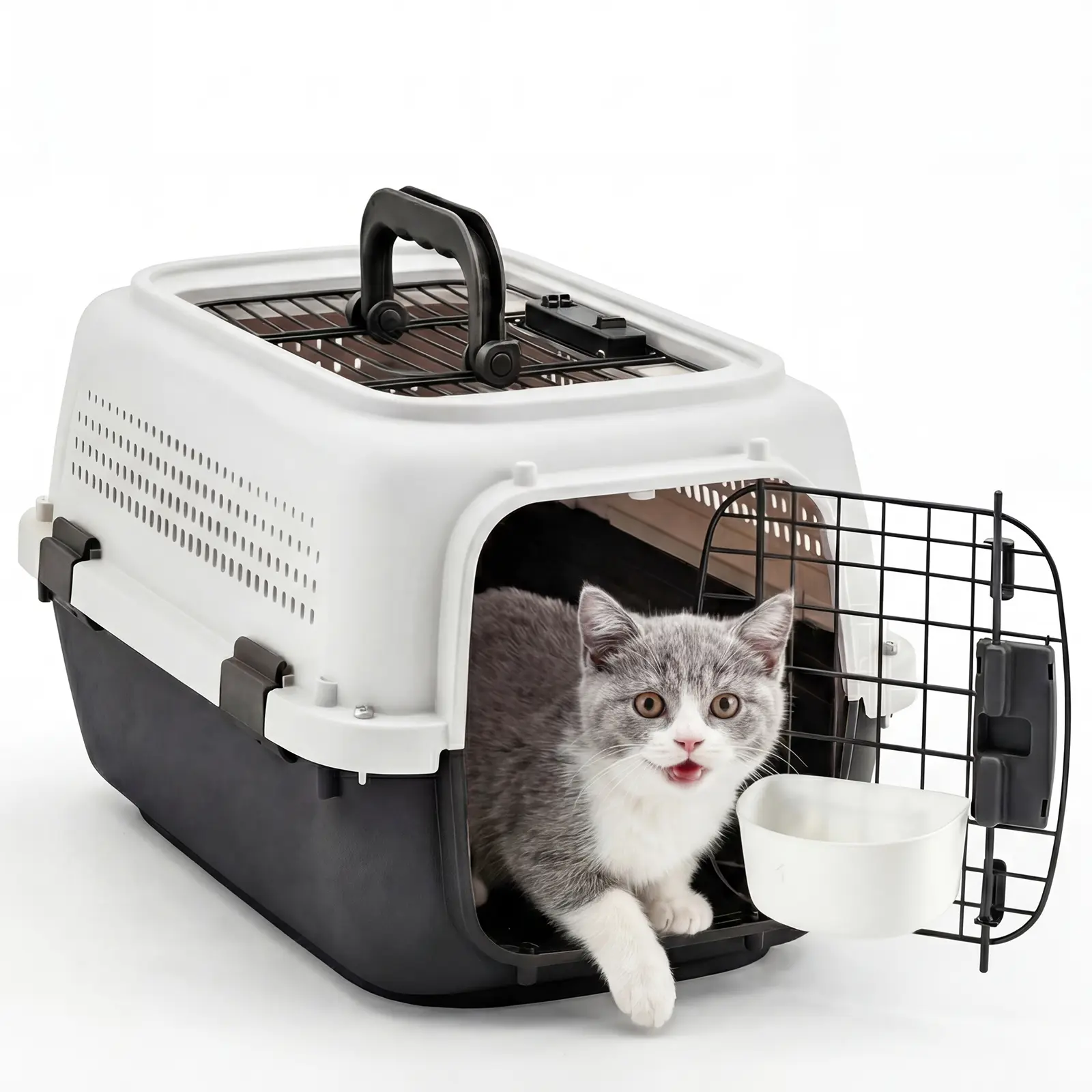 Dog Crates for Small Dogs & Cat Carriers, Two-Door Plastic Pet Kennel, Top & Front Loading