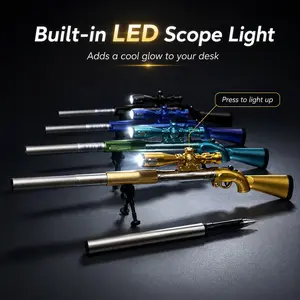 LED Scope Military Style Ballpoint Pen, 0.5mm Smooth Writing Novelty Pen, Unique Desk Accessory Gift for Military Fans, Office & Home Use