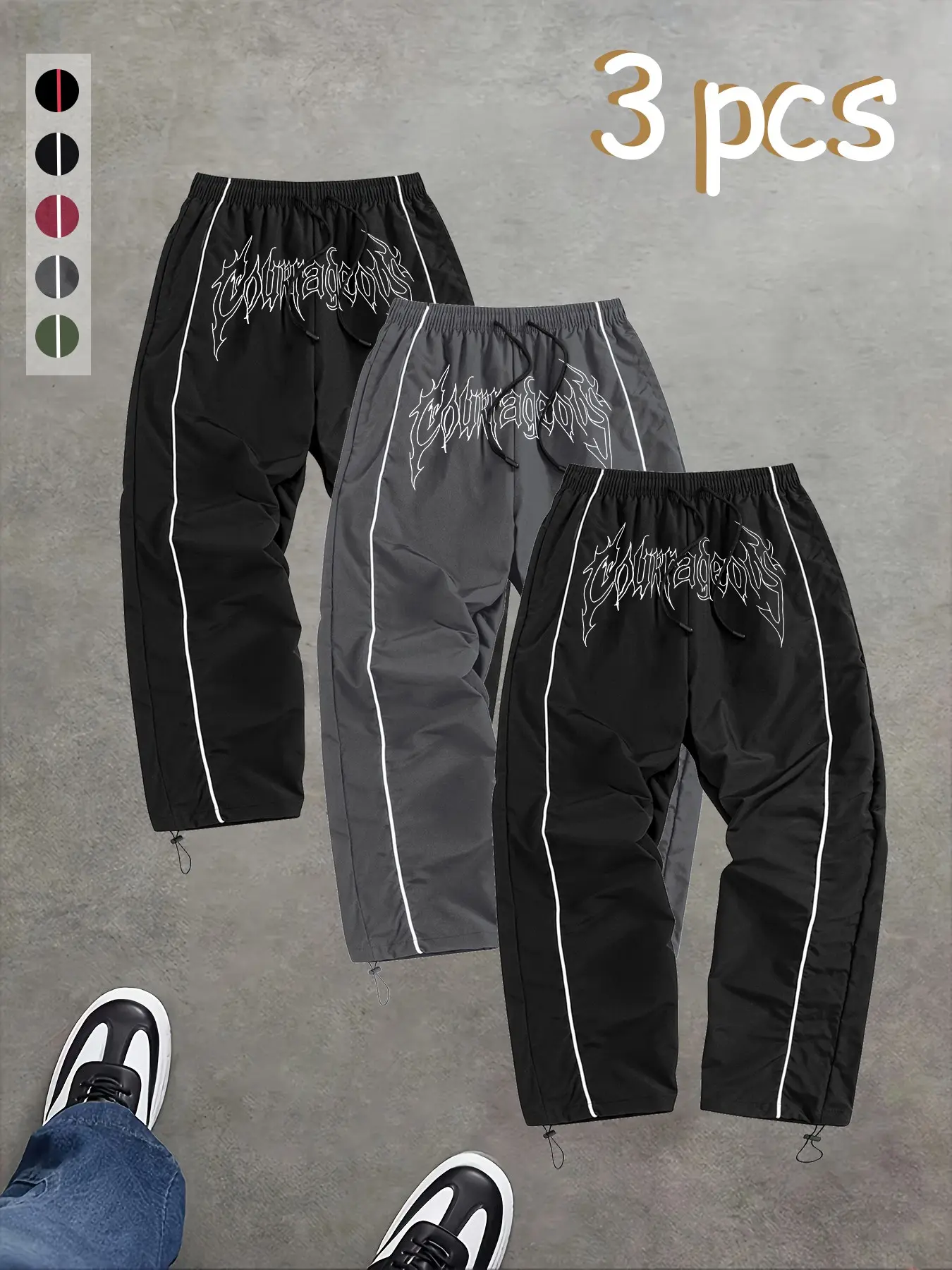 Men's Fashion Print Casual Sports Pants, Adjustable Waistband, Regular Fit, Suitable for Daily Wear, All Seasons, Athleisure Pants, Athleisure Style Pants, Athleisure Design, Casual Sport Trousers, Athleisure Bottoms, Casual Sporty Pants