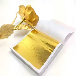 100pcs Gold Foil Rose Gold Foil Sheets for Crafts Sculpture Furniture Art Decoration Gilded Nails Painting Supplies