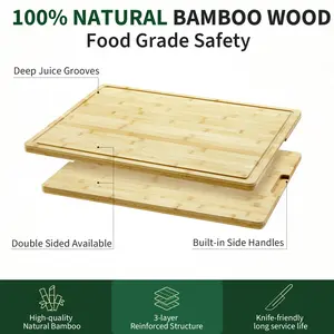 Reversible Large Bamboo Cutting Board 30x20 Inch, Curved Butcher Block with Deep Juice Groove, Heavy Duty Chopping Block and Serving Platter for BBQ, Meat, Cheese, Vegetables