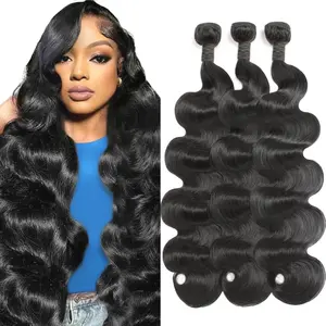 Human Hair Bundles for Sew In, Natural Color Soft Weave Hair Extensions