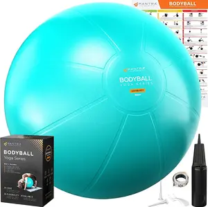 Exercise Ball – Yoga Ball for Pilates & Fitness - Birthing for Pregnancy, Stability, Core, Balance, Therapy for Physical Rehab, Workout for Home Gym & Office Chair, Fast Pump Included Mantra Sports