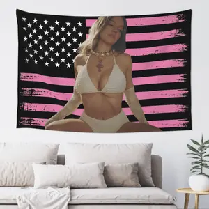 Sydney Sweeney America Tapestry Wall Hanging Flag Art Aesthetic Poster Dorm Tapestries For Bedroom Party Home Living Room Decor