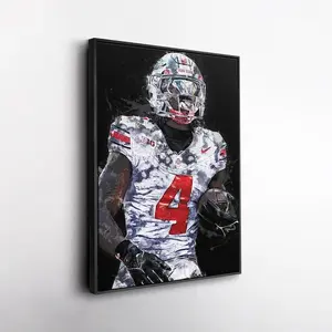 Jeremiah Smith Wall Art ? Ohio State Buckeyes Canvas Print, College Football Decor, Framed Poster Gift for Fan Room, Man Cave, or Office ( Unframed - Print Only )