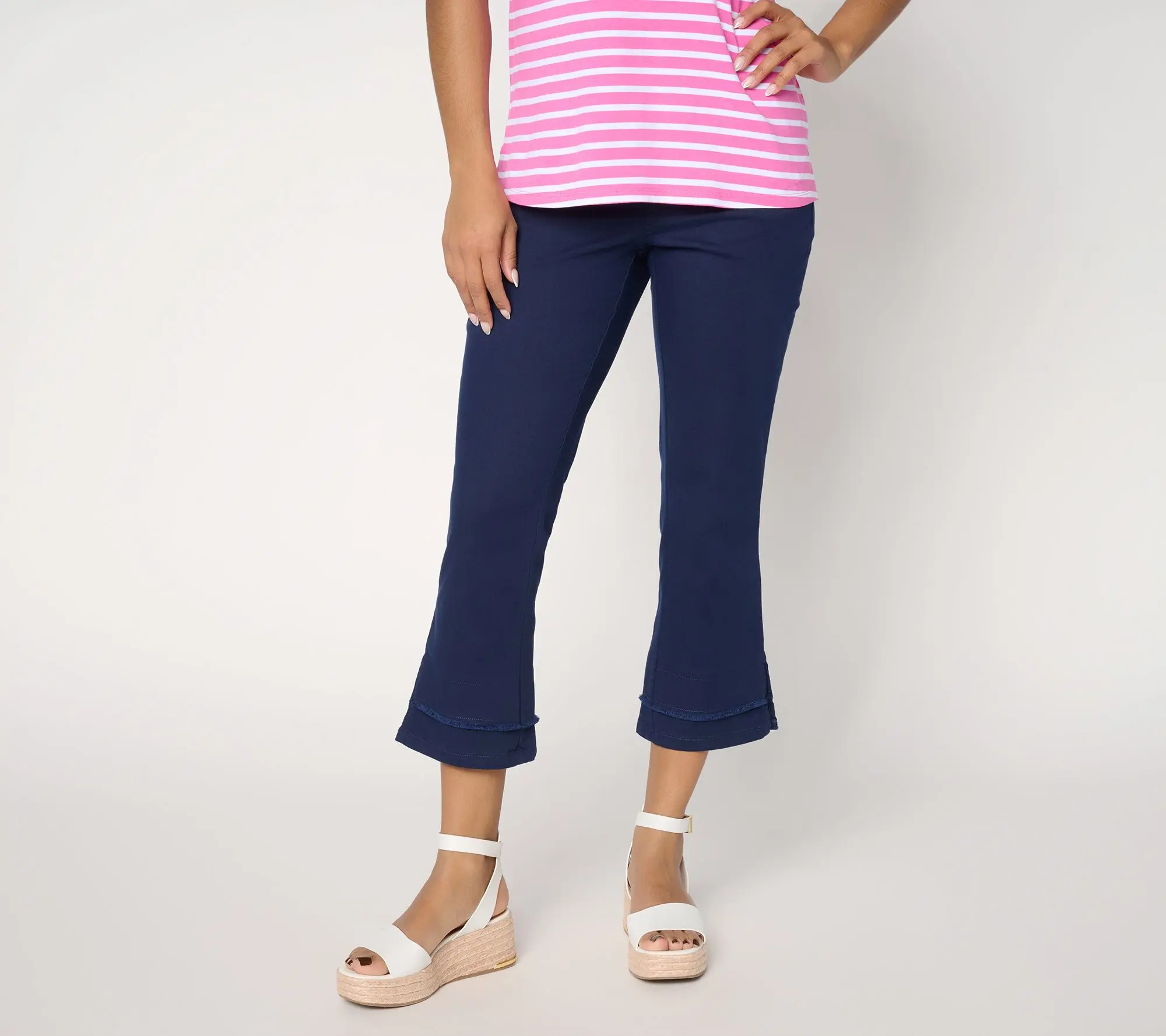 Belle by Kim Gravel Petite TripleLuxe Twill Double Hem Crop Jean