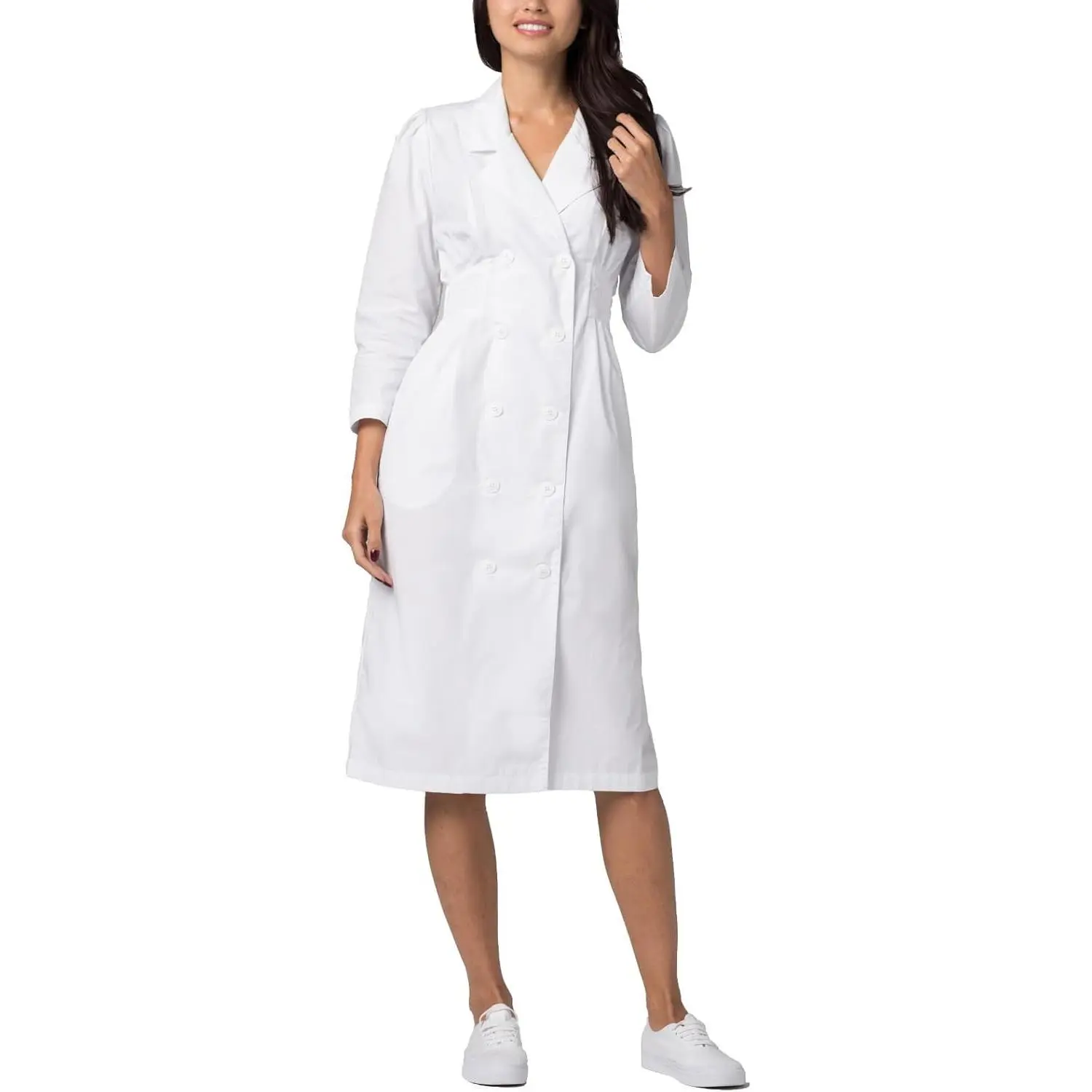 Women's Fitted Solid Scrub Dress - Universal Fit Women's Clothes, Casual Scrub Top for Indoor Leisure, Outdoor Sports Recreation, Lady, All Seasons, Workwear