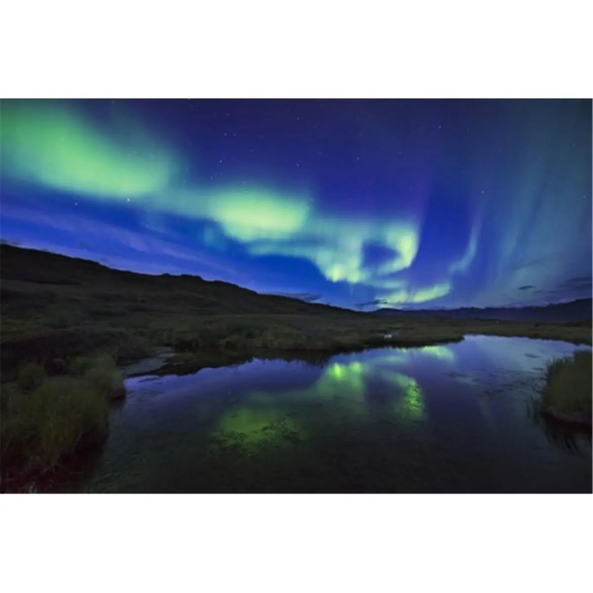 212 MAIN Aurora Borealis Photo Poster Print - 19x12in Denali National Park Alaska Pond Scene Wall Decor, Gift-Worthy Home Decoration, Nature Artwork