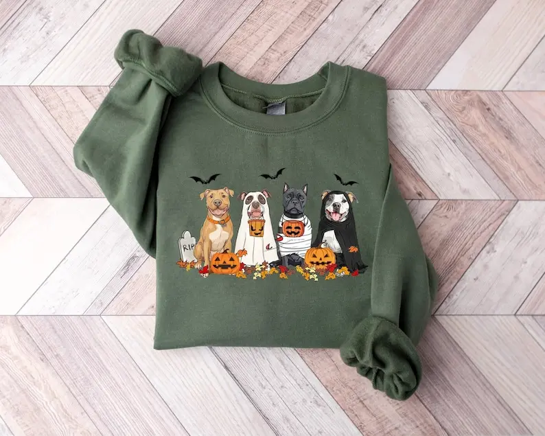 Halloween Dog Sweatshirt, Pitbull Ghost Dogs sweatshirt, Halloween Sweatshirt, Halloween Sweater, Ghost Dog Shirt, Pitbull Halloween  T-shirt, sweater and Hoodie