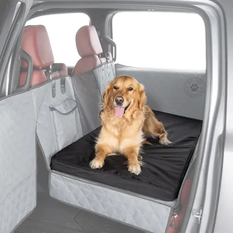 RUFF LINERS Dog Car Travel Bed Pad - Quilted Oxford Fabric, Cool Paws Comfort, Spill-Block Coat, Zip-Off Cover, Pressure Relief, Cozy Lounge, Quick Wash, Standard Size for SUVs/Trucks (51.57”x24.02”x1.97”, 60.24”x24.02”x1.97”)
