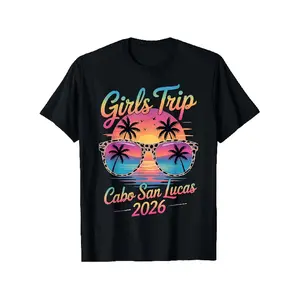 Mexico Girls Trip 2026 Cabo-San-Lucas Cruising Girls Travel T-Shirt- American Fashion Casual Retro High Quality T-shirt 1 PieceComfortable Tee Graphic Print Shirt AllSeason Tee for Everyday Outdoor Activities Summer Round Neck Women Streetwear Tshirt