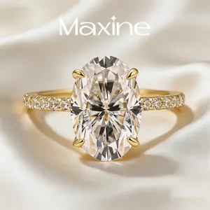 Maxine Synthetic Moissanite 4.0Ct Oval Cut Engagement Ring ,Women's Ring Jewelry, Wedding Ring for Daily,Travel,Proposal,Wedding,Birthday,Anniversary