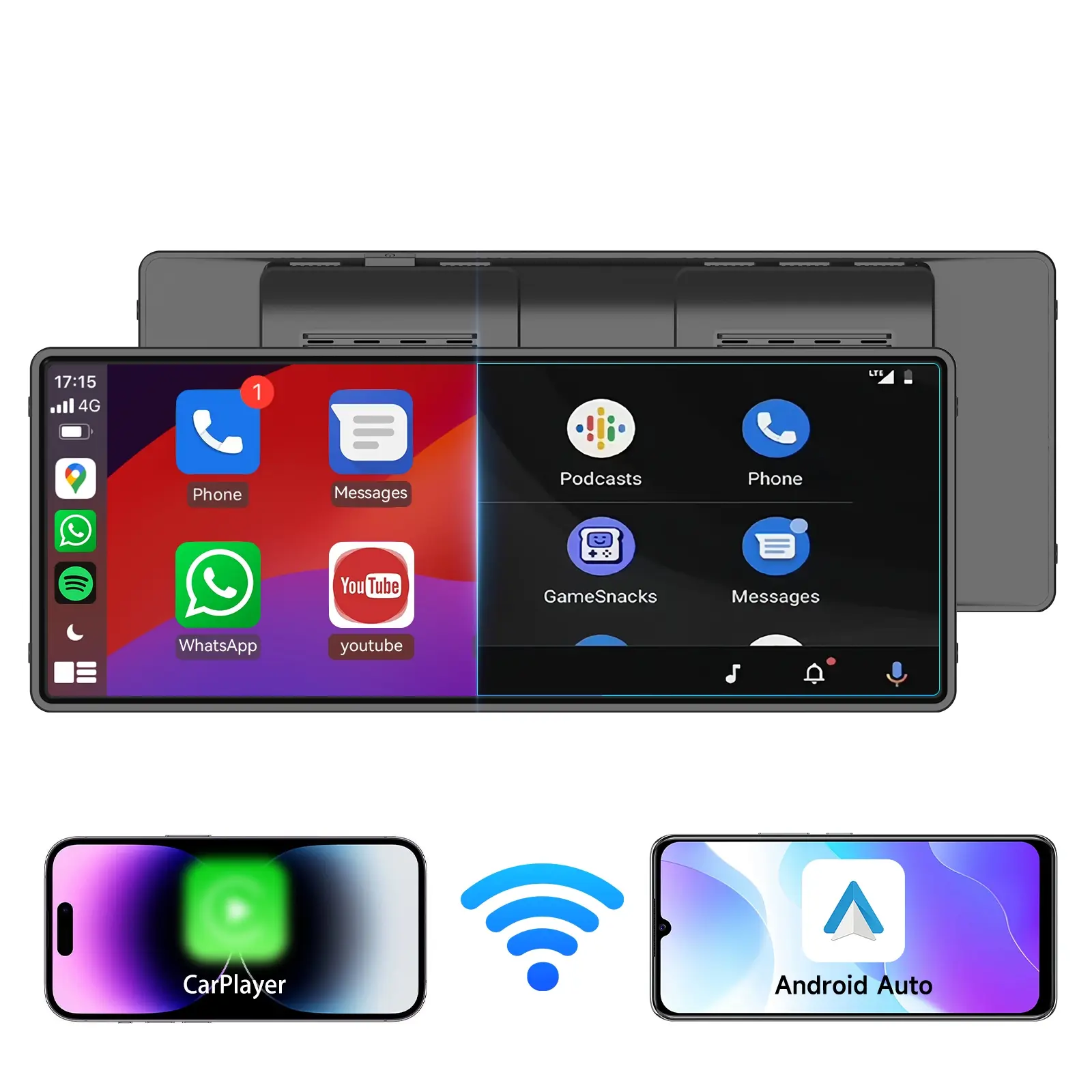 Carplay Display Screen, Touchscreen, Car Video Player, with Mirror for All Vehicles, Rearview Camera Included