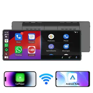 10.26 Inch Carplay Display Screen, Touchscreen, Car Video Player, with Mirror Link/Backup Camera/Bluetooth/GPS Navigation/AUX for All Vehicles  Android Auto Functionality, Rearview Camera Included