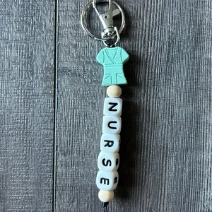 Nurse Scrubs Silicone Bead Keychain