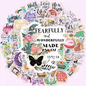 50 Bible Verse Inspirational Quotes Vinyl Stickers, Durable Decorative Decals for Spiritual People and Bible Lovers, Perfect Gift Idea, Gift Option
