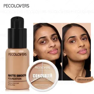 1PC Full Coverage Foundation with Powder Puff- Waterproof And Long-Lasting Matte, Perfectly Conceals Dark Circles And Blemishes, Natural End - Suitable for All Skin Types, a Must-Have for Makeup | Natural Matte Foundation | Liquid Foundation