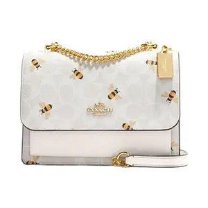 COACH Klare 21 Bee Print Chain Strap Crossbody Bag in Canvas and Leather for Women
