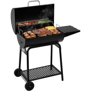 28 Inch Barrel Charcoal Grill with Warming Rack, Outdoor BBQ Grill with 626 Sq.In.Grilling Space for Backyard, Patio and Parties, Black