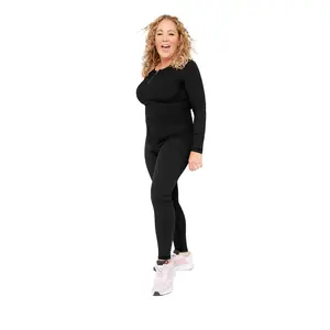 Fitkitty Culture Ribbed Long Sleeve ½ Zip Top and Relaxed Legging Set (Plus Size Only)