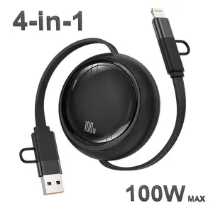 Four-In-One Super Fast Charging High-Speed Transfer Type-C to Type-C Data Cable for Samsung iPhone Macbook iPad Xiaomi Devices Data Sync Cable